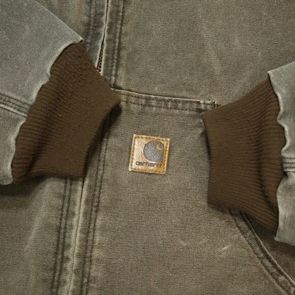 Vintage Carhartt J130 CHT Chestnut Faded Brown Hooded Jacket Size Medium - Picture 13 of 16